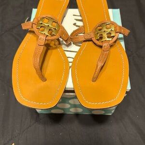 Tory Burch Orange and Gold Sandals